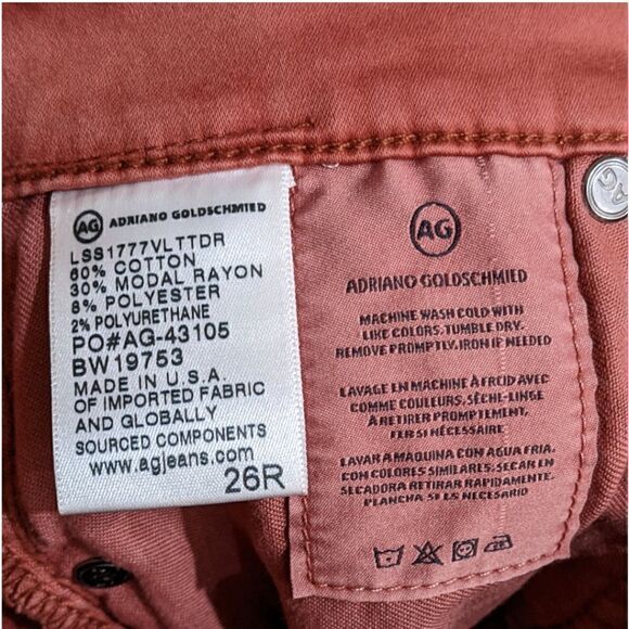 AG Adriano Goldschmied The Farrah Skinny Ankle High-Rise Red Coated Jeans 26R - Picture 8 of 8